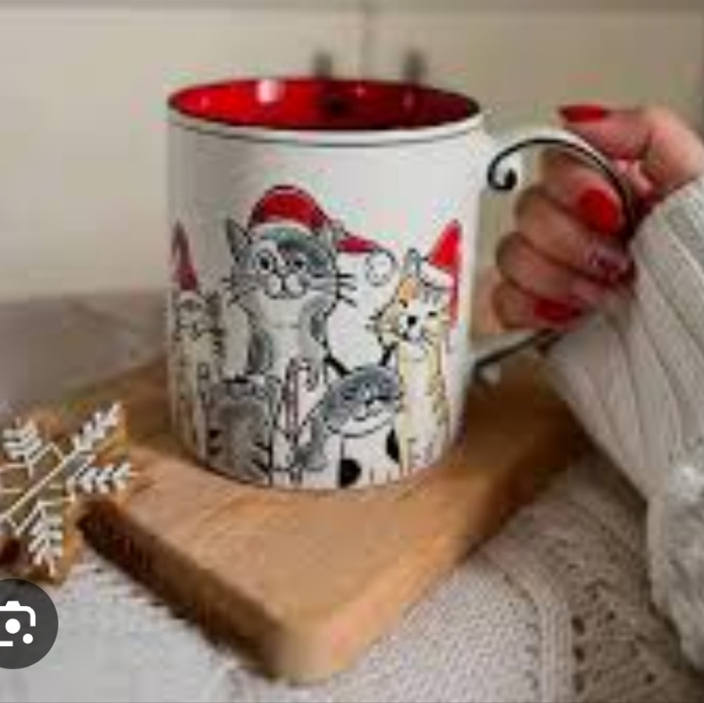 Eli+Ana‎ Christmas 2023 Cats With Hats Large Etched Ceramic Coffee Mug